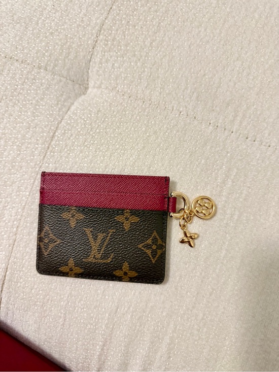 Louis Vuitton Handbags - Louis Vuitton Monogram Card Holder with Magenta Trim and Gold Charm